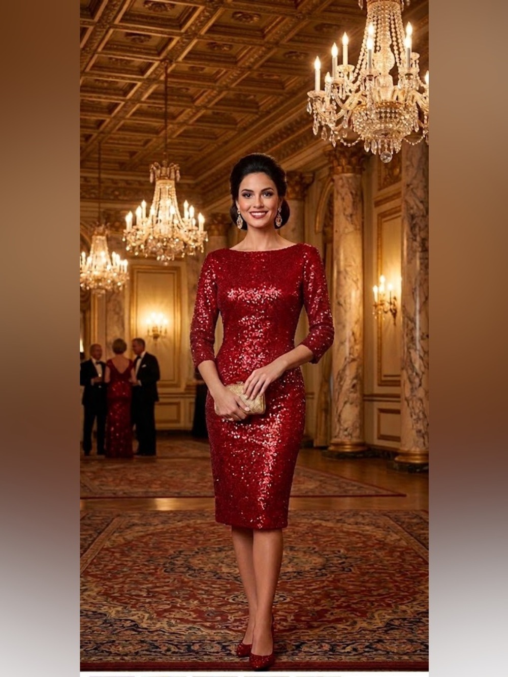 Elegant Red Sequin Dress 208.00